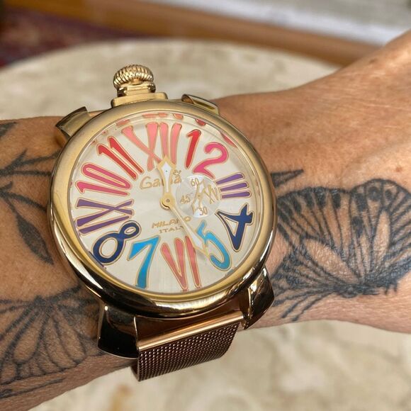 GaGà Milano 46mm Rose Gold SS Multi Colour Rare Model Unisex Quartz Watch - Picture 3 of 15